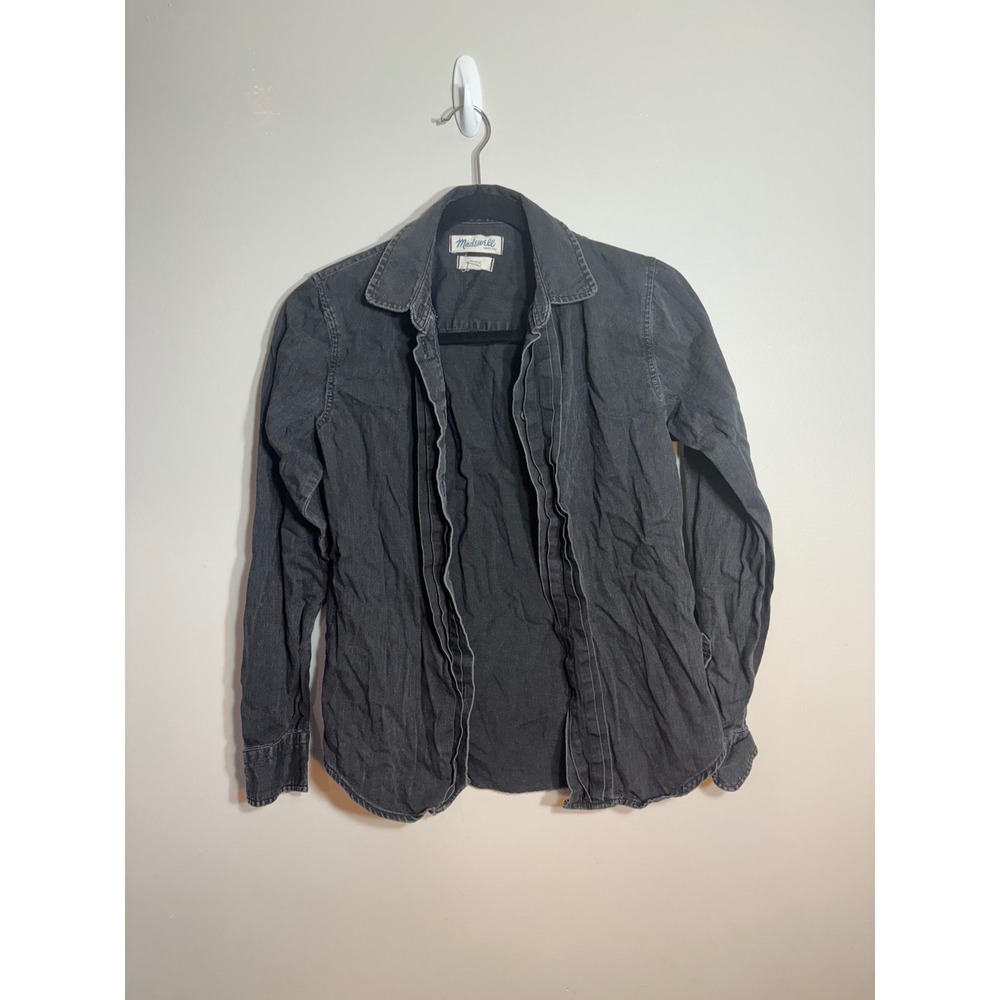 Madewell Essential Button‎ Down Shirt Black Washed Cotton Size Small